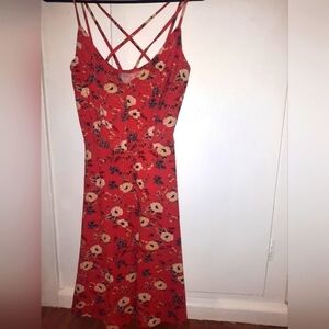 Orange floral skater dress